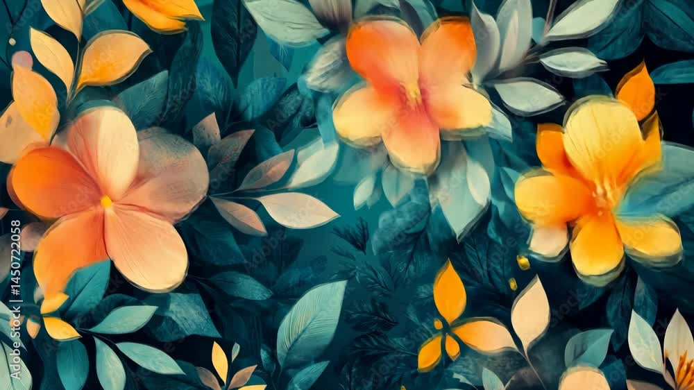 Vibrant floral patterns evolving in a seamless botanical animation