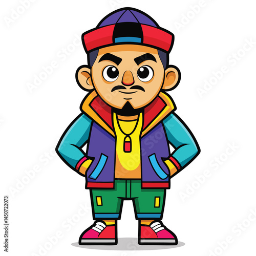 Cartoon character vector illustration hip hop style cool outfit and attitude