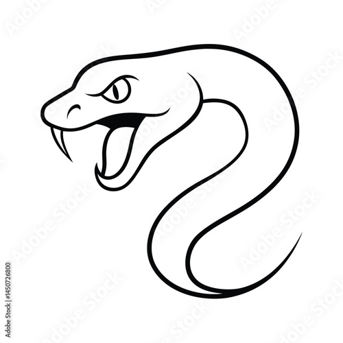 serpent head flicking tongue sleek contour vector line art 
