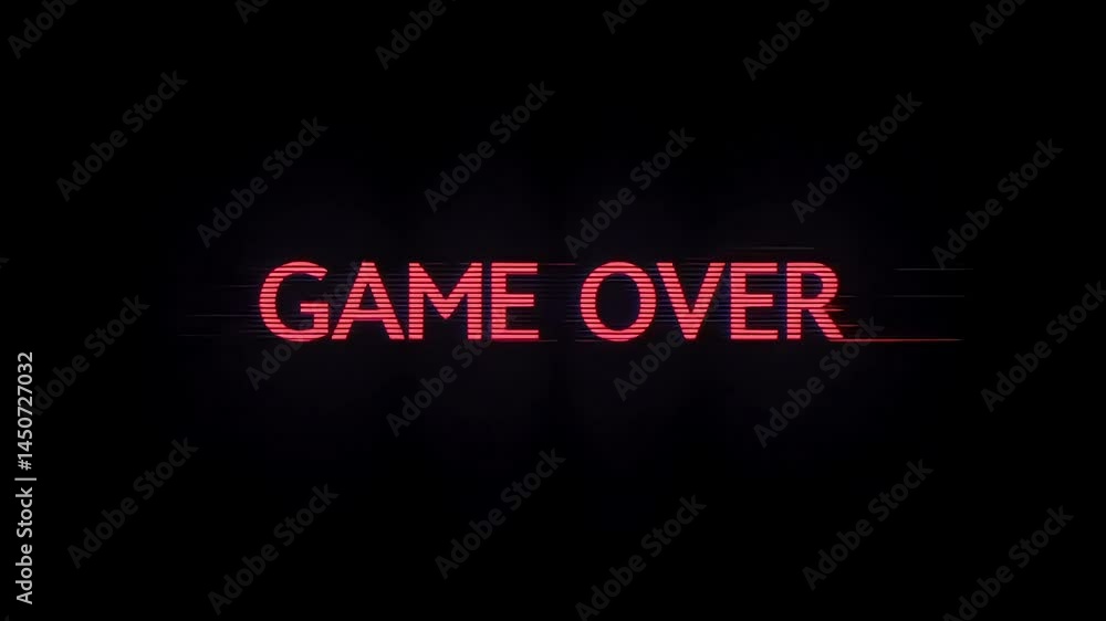 Retro Game Over Text Animation Red Glitch Effect Retro Game Over Text Animation Red Glitch Effect