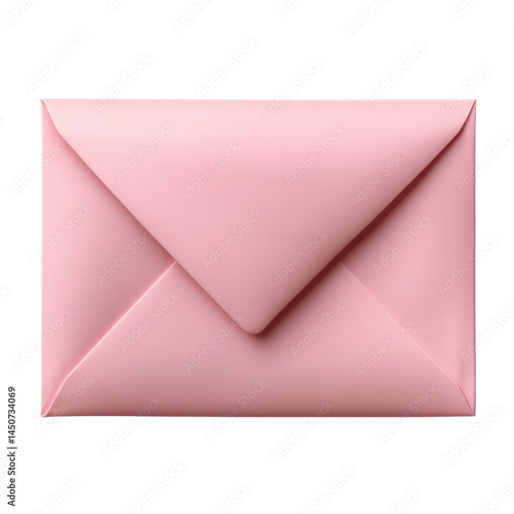 A pink envelope is displayed nicely isolated on transparent background A pink envelope is displayed nicely isolated on transparent background