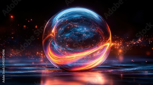 Abstract sphere with vibrant energy flows