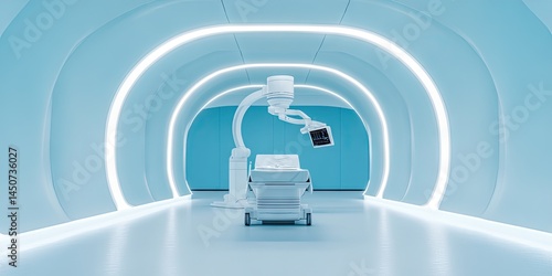 Futuristic Medical Imaging Room with C-arm: Advanced Diagnostics, Healthcare Technology
