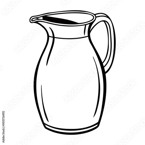 Vector drawing of a classic pitcher for serving drinks, water, juice, or milk in kitchen and dining room isolated on transparent background