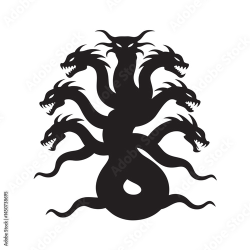 Hydra Beast With Multiple Heads Silhouette
