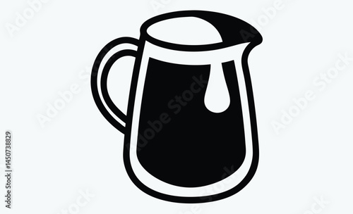 Milk pitcher silhouette, classic jug icon, vintage milk container, simple pitcher graphic