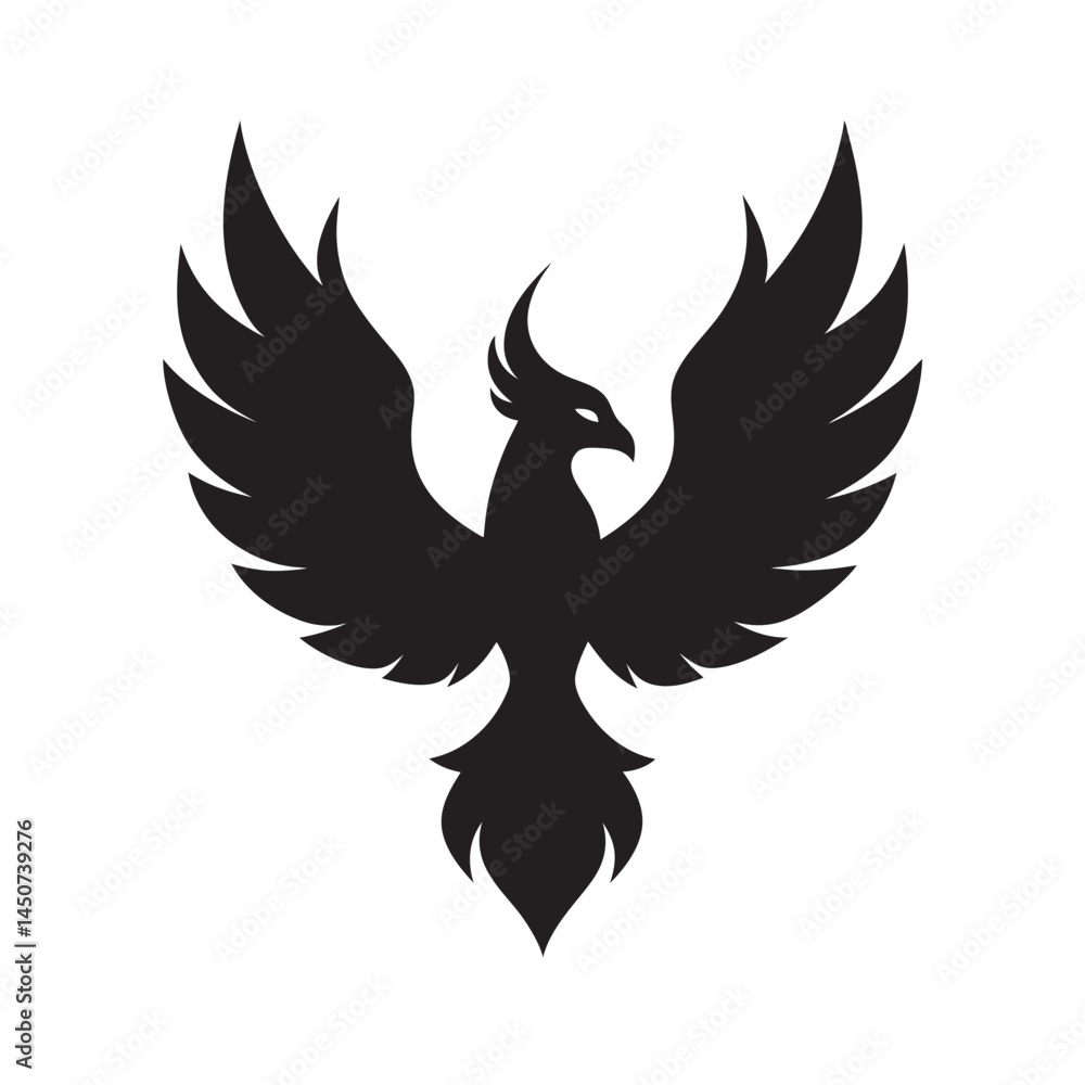 Obraz premium Rising Phoenix From Flames Silhouette