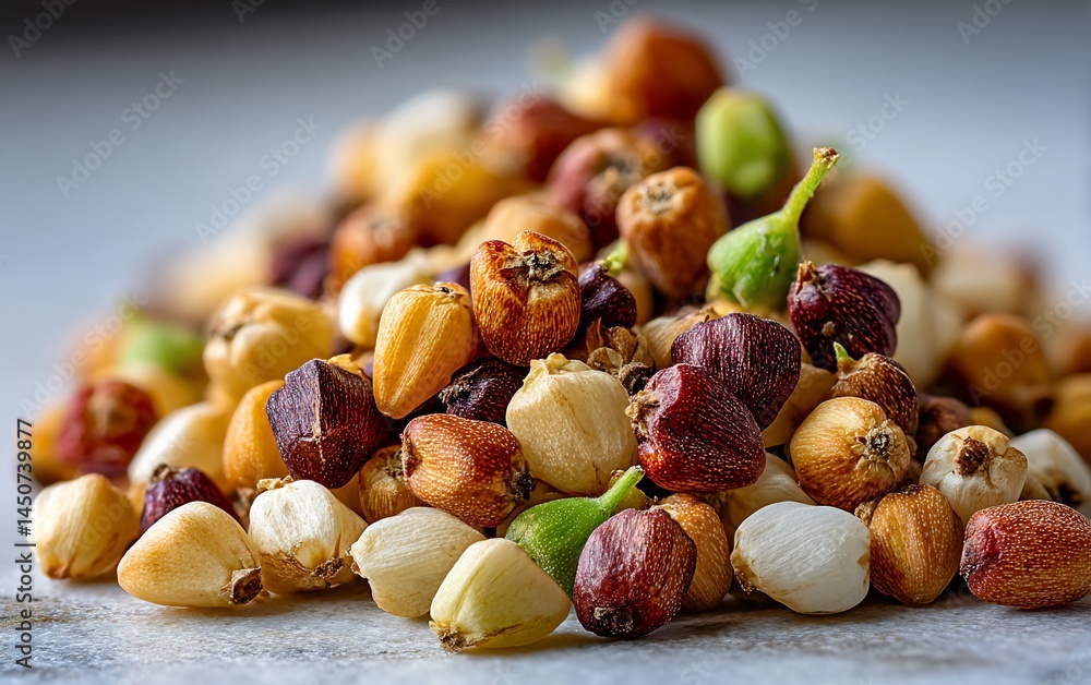 Heap of vibrant varied quinoa seeds Heap of vibrant varied quinoa seeds