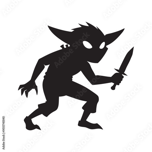 Sneaky Goblin Creeping Fantasy Silhouette