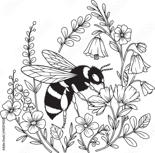 Flower Bee Vector