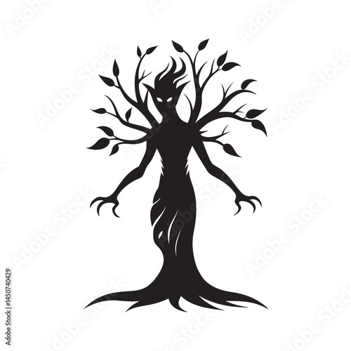 Tree Spirit With Branch Arms Silhouette
