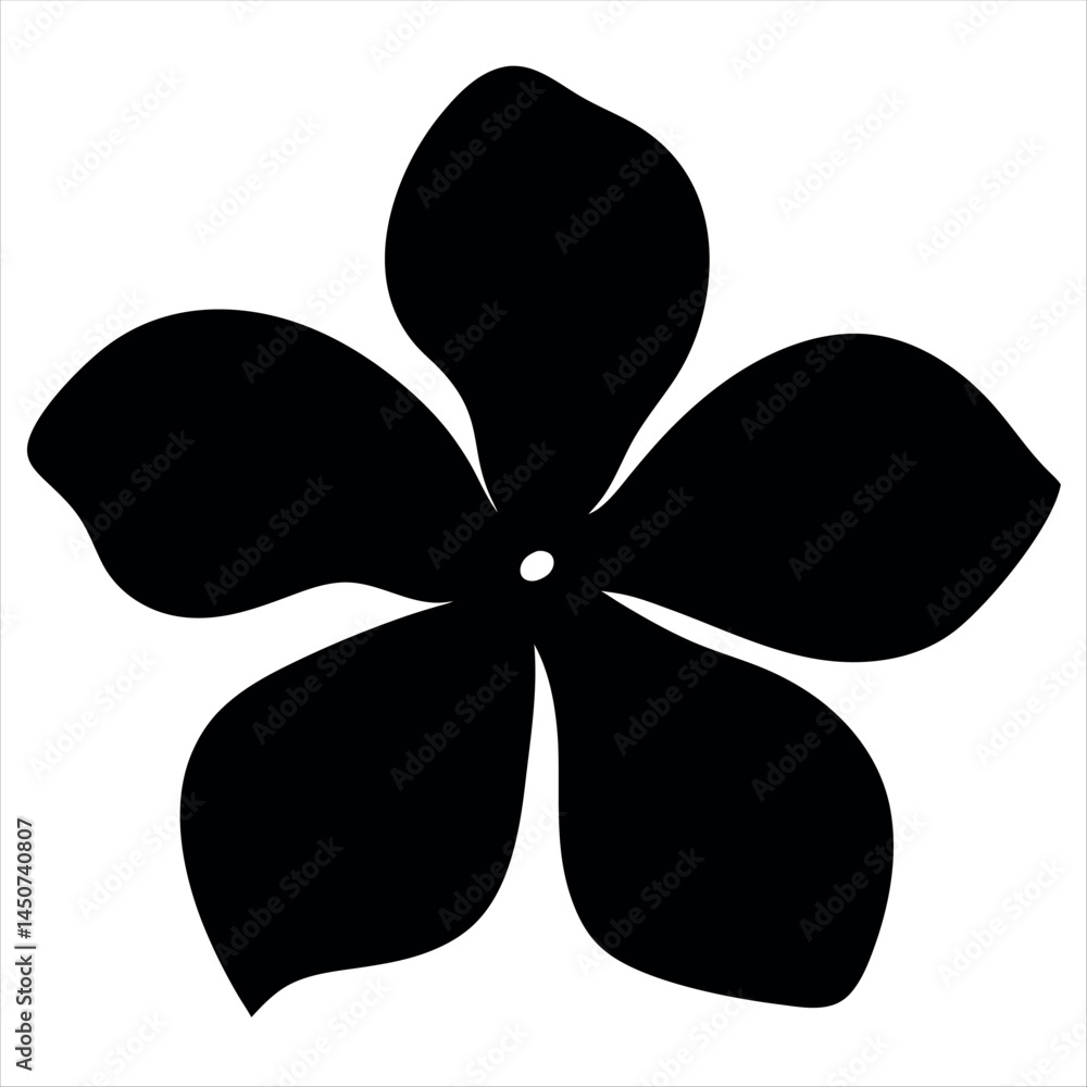 Abstract five petal flower silhouette, symmetrical blossom on white background design Abstract five petal flower silhouette, symmetrical blossom on white background design