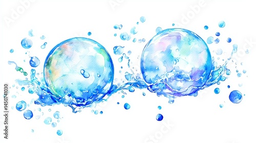 Obraz na płótnie Two blue spheres with a splash of water surrounding them w salonie