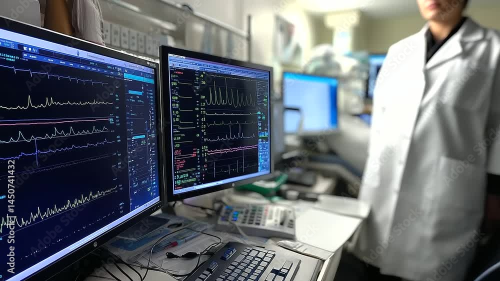 An operating room with digital monitors displaying real-time vitals, while surgeons work tirelessly to complete a high-stakes organ transplant. An operating room with digital monitors displaying real-time vitals, while surgeons work tirelessly to complete a high-stakes organ transplant.