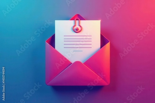 Stylized vector icon of an email with a paperclip , internet, attachment