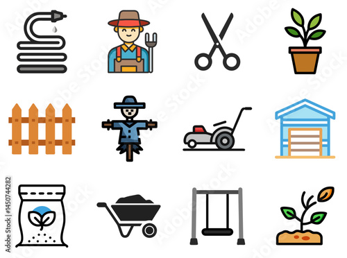 Green Thumbs: Gardening Linear Color Icons Set
