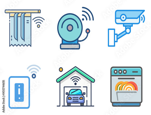 Connected Living: Smart Home Lineal Color Icons Set 4