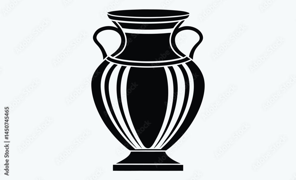 Artistic vase silhouette, pottery decor icon, elegant vase vector, simple ceramic shape, decorative vase outline Artistic vase silhouette, pottery decor icon, elegant vase vector, simple ceramic shape, decorative vase outline