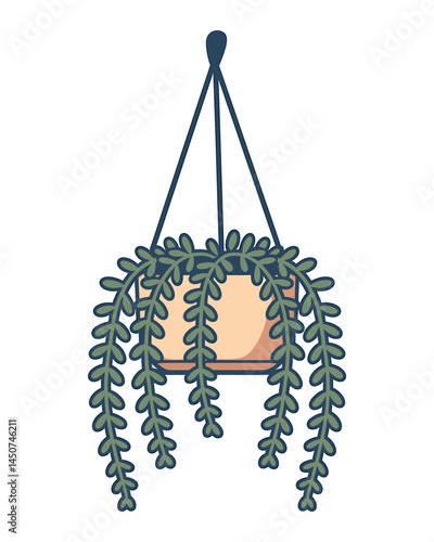 Hanging Macrame Plant Holder with Trailing Plant Illustration