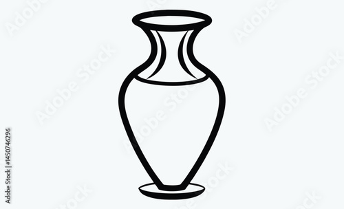 Artistic vase silhouette, pottery decor icon, elegant vase vector, simple ceramic shape, decorative vase outline