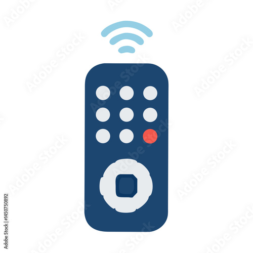 Blue remote control icon with wireless signal graphic
