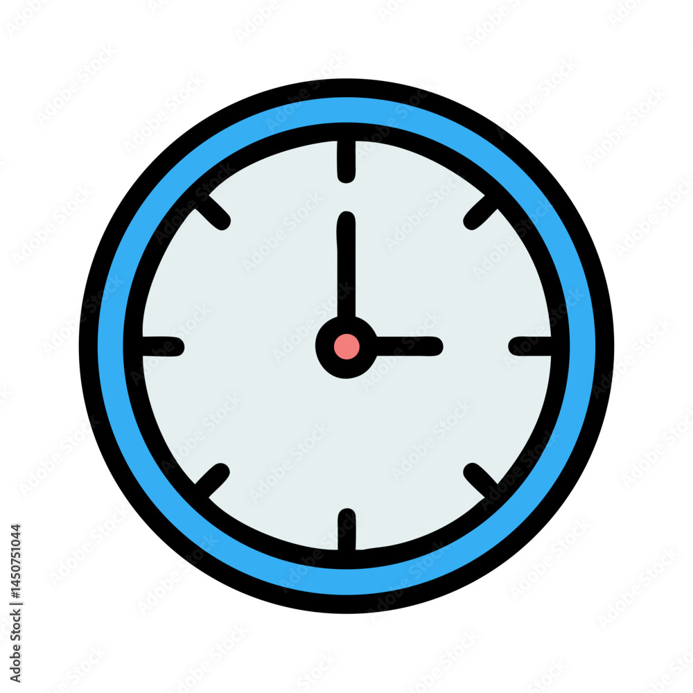 Blue wall clock icon with thick outer frame Blue wall clock icon with thick outer frame
