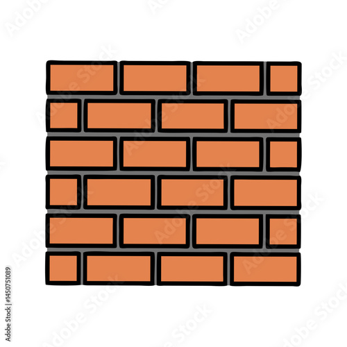 Brick wall icon with orange rectangular bricks