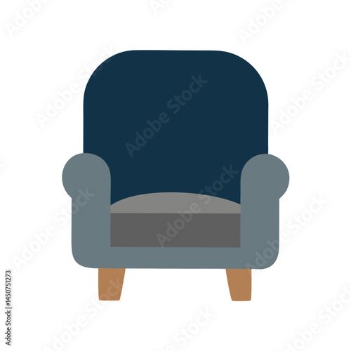 Blue armchair icon with modern minimalist design