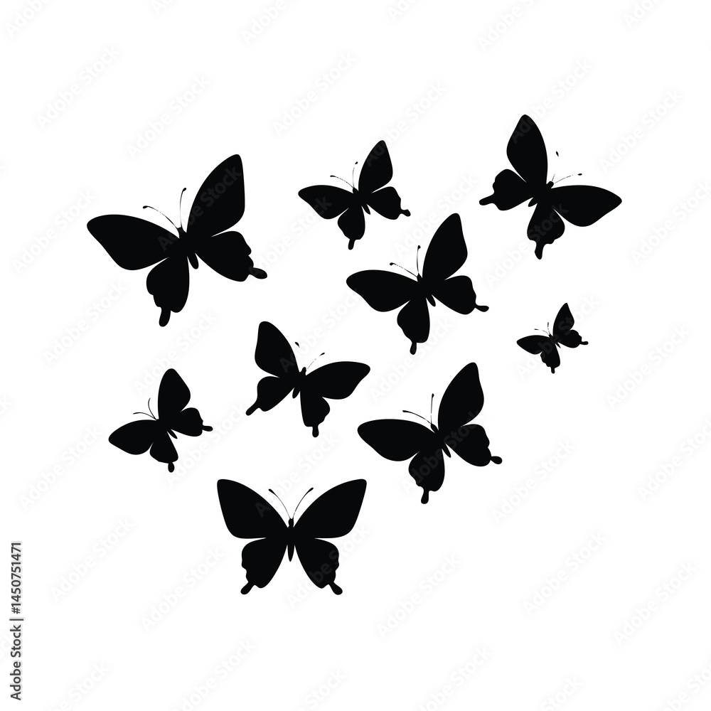 black silhouette of flying butterflies vector illustration sle black silhouette of flying butterflies vector illustration sle