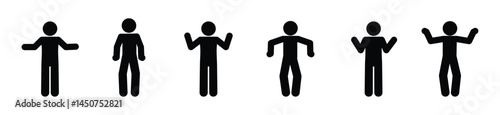 man icon, stick figure people, illustration of human postures and gestures, isolated pictograms	
