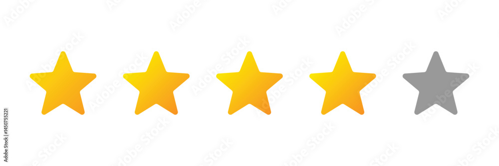 Four-star rating icon set. Clean vector style for reviews, ranking, feedback, and quality grading. Ideal for websites, apps, and user interface elements. Four-star rating icon set. Clean vector style for reviews, ranking, feedback, and quality grading. Ideal for websites, apps, and user interface elements.