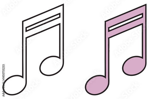 Two eighth notes are displayed; one is an outlined shape, and the other is purple