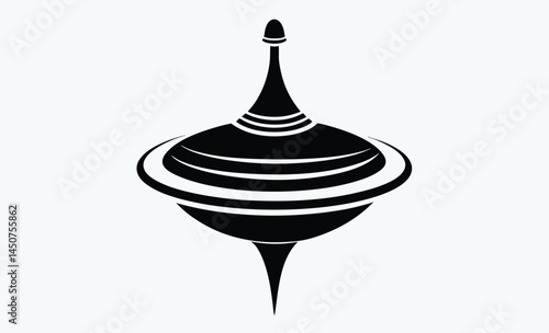 spinning top silhouette, toy top vector, spinning toy illustration, top view drawing