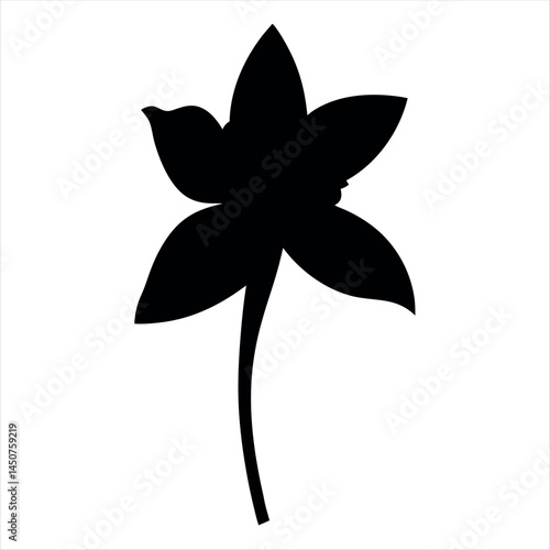 Elegant silhouette of a blooming flower against a stark white background art