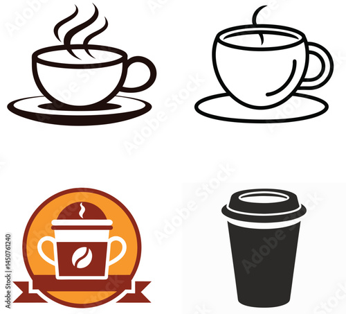 Coffee Icons: A collection of simple, clean, and versatile line art coffee icons, ideal for web design, logos, and other creative projects. Capturing the essence of the perfect coffee moment.