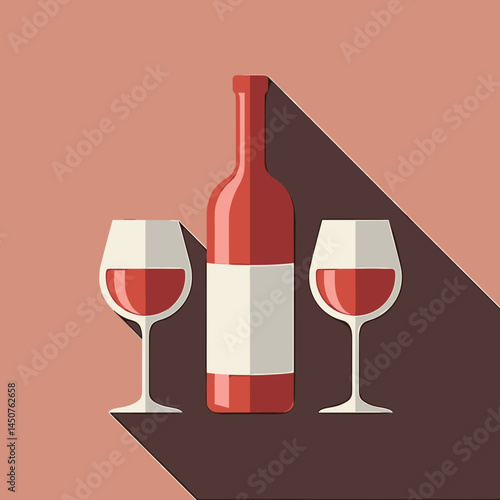 red wine bottle two glasses