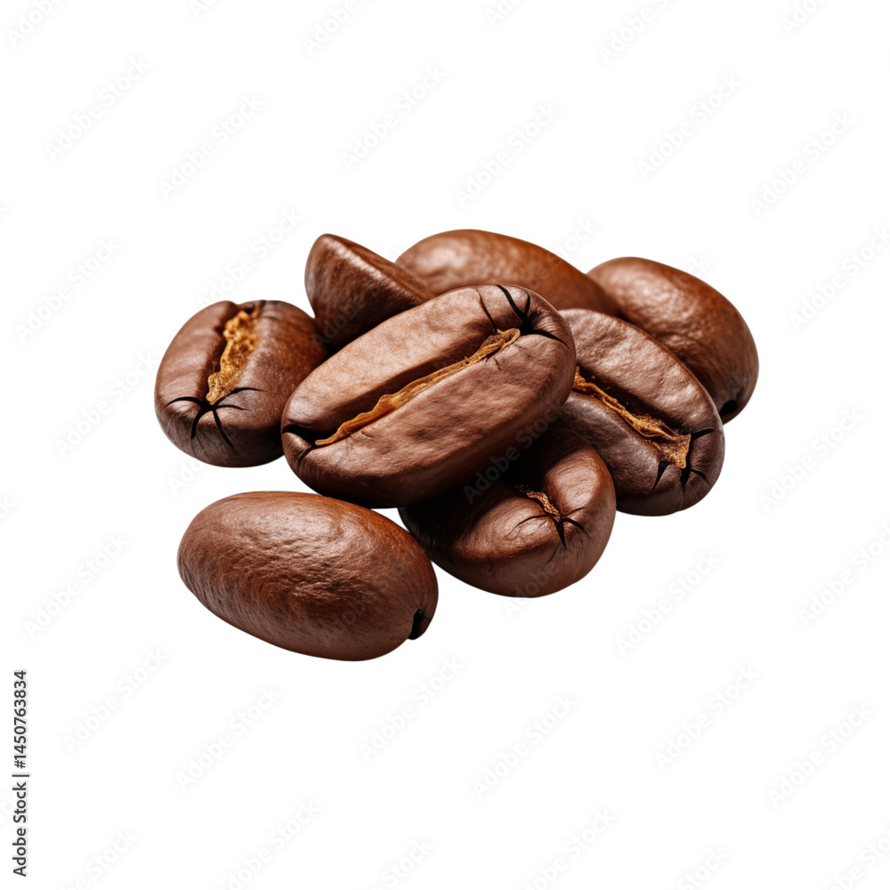 A close up shot of a small pile of roasted coffee beans on a plain black isolated background space transparent background png A close up shot of a small pile of roasted coffee beans on a plain black isolated background space transparent background png