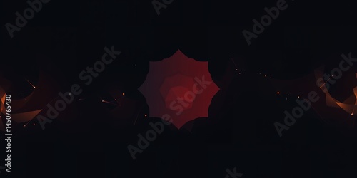 Obraz na płótnie A dark scene featuring a red starburst shape in the center with faint lights around it all around w salonie