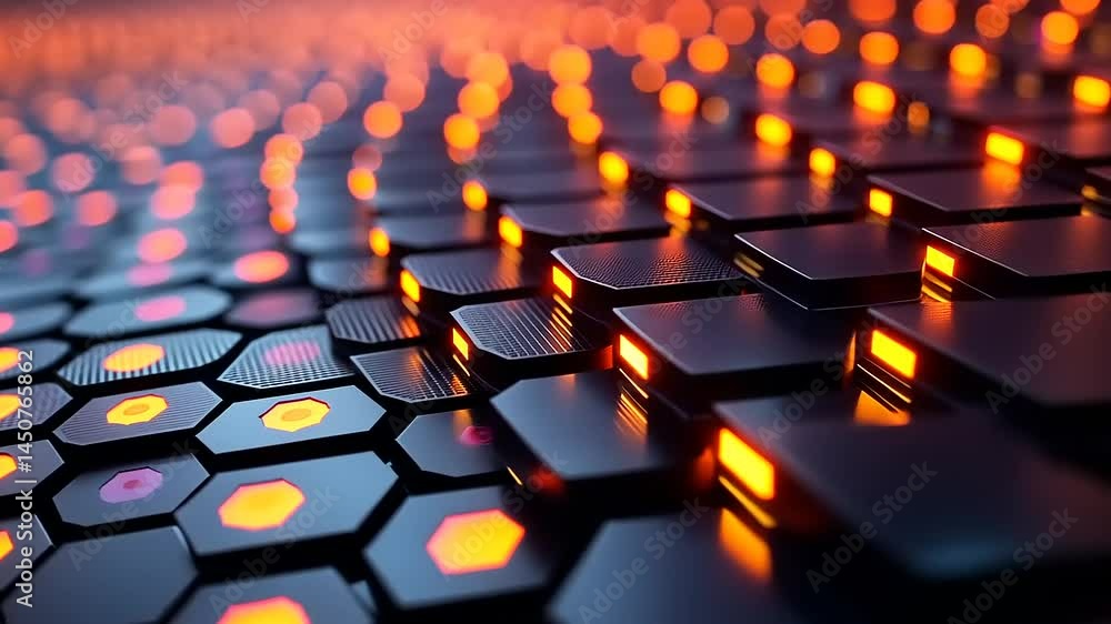 Abstract technology grid with glowing components Abstract technology grid with glowing components