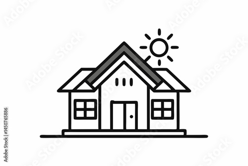 House With Solar Panels Icon