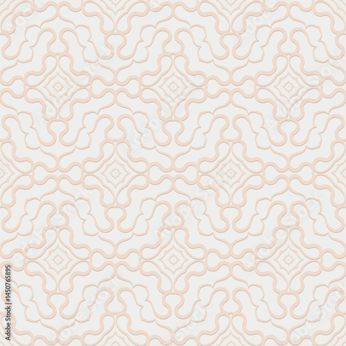 Ornamental seamless pattern with flowing, interconnected lines. Monochromу ornate light beige background with delicate wavy smooth curves, ideal for textiles, wallpapers, and interior decor.