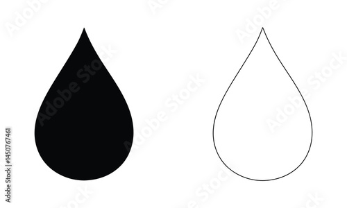 A shiny blue water droplet and a black oil drop vector illustration symbolize clean liquid versus industrial fuel