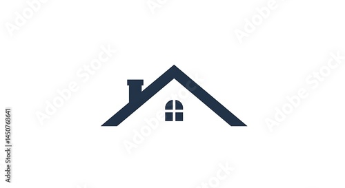 House roof top minimal logo with chimney and window design