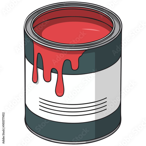 Bank with red paint isolated vector illustration on white background