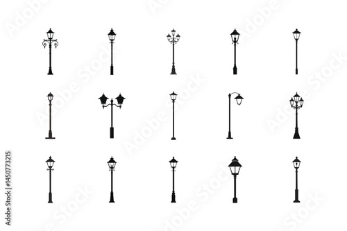 Street lamp silhouette vector bundle, Street lamp 