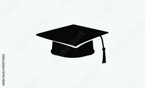 graduation cap silhouette, black mortarboard vector, education symbol illustration, simple graduation cap design
