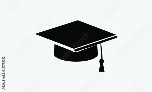 graduation cap silhouette, black mortarboard vector, education symbol illustration, simple graduation cap design