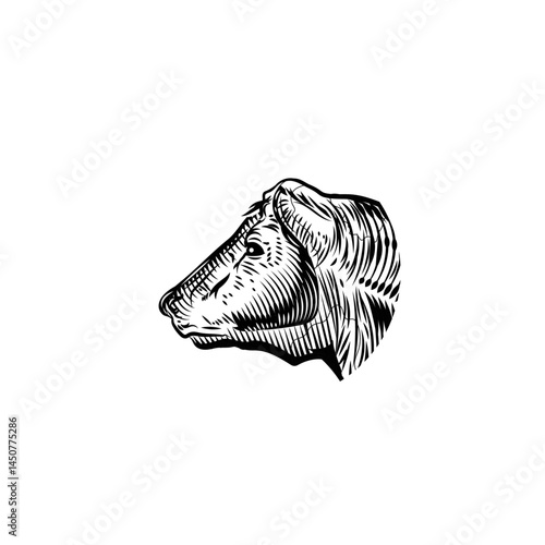 Cow sketch icon logo flat vector design