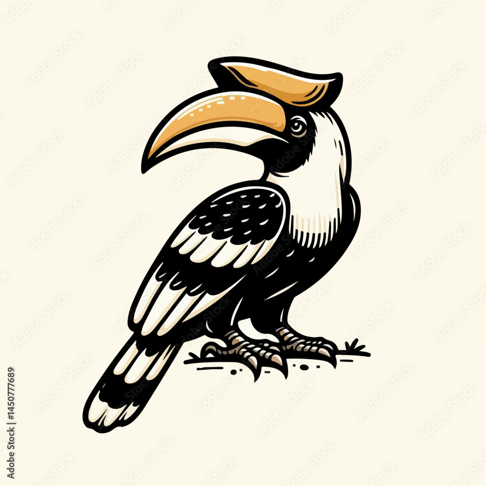 Obraz premium flying hornbill vector illustration