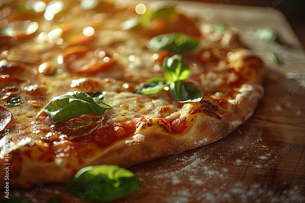 Delicious freshly baked pizza topped with basil and tomatoes, perfect for any food lover's delight. Delicious freshly baked pizza topped with basil and tomatoes, perfect for any food lover's delight.